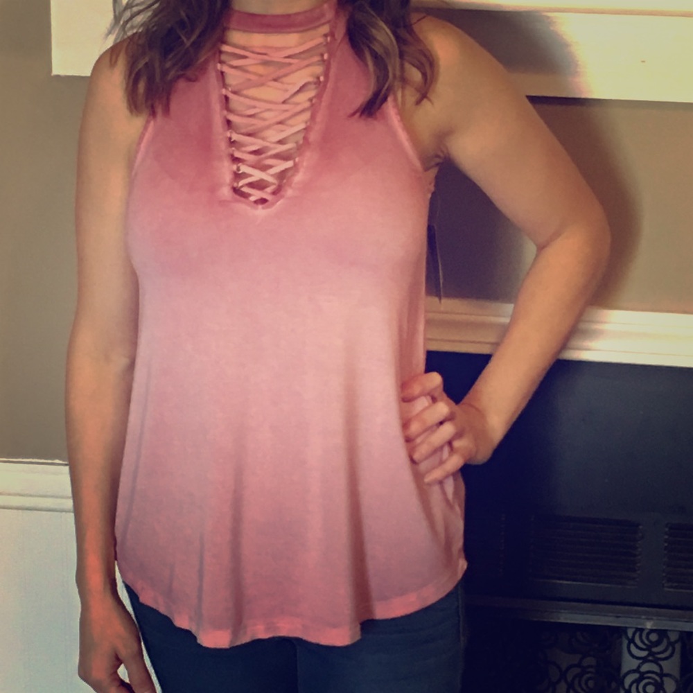 American Eagle sleeveless Lace Up cage top